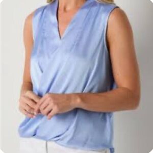 Liz Claiborne Sleeveless Satin Wrap Top Size PXL NWT